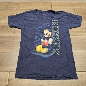 Mickey Mouse Navy Blue T-Shirt Size 4–5Y Small Tear Back